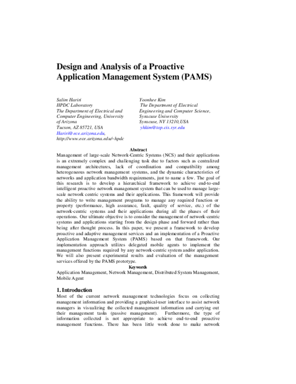 (PDF) Design and analysis of a proactive application management system ...