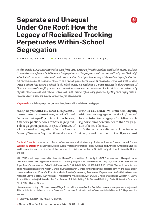 (PDF) Separate and Unequal Under One Roof: How the Legacy of Racialized ...