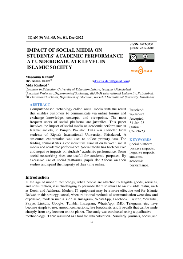 (PDF) Impact of Social Media on Students' Academic Performance at ...