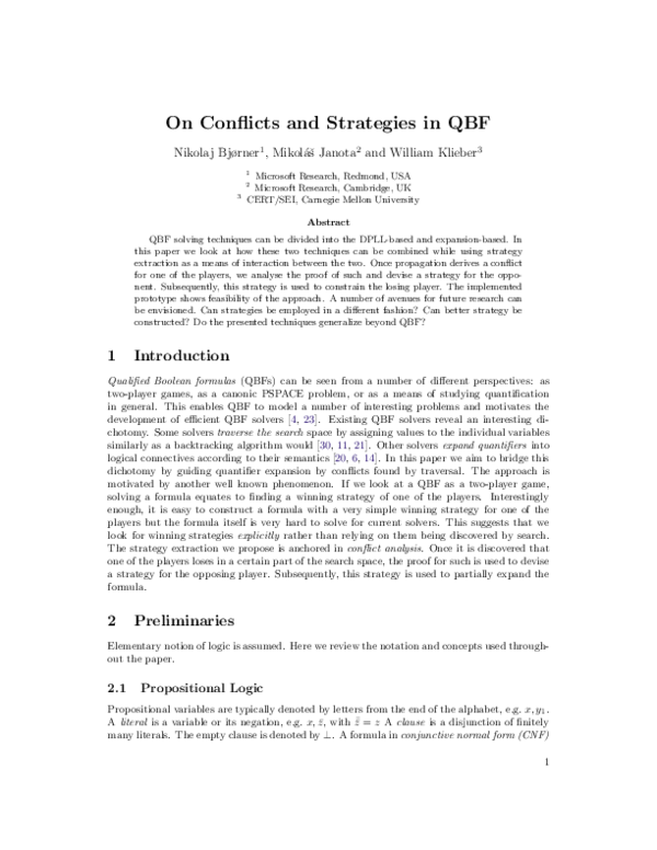 (PDF) On Conflicts and Strategies in QBF