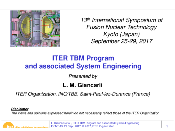 (PDF) ITER TBM Program and associated system engineering