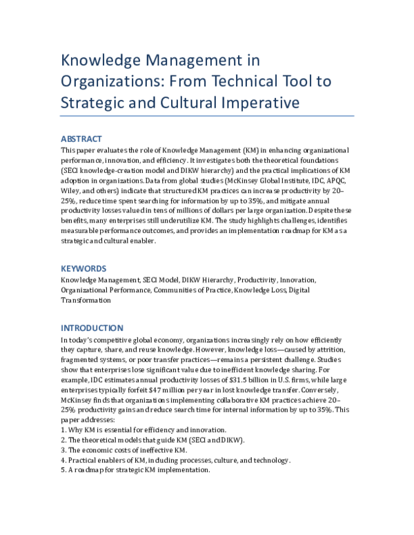(PDF) Knowledge Management in Organizations: From Technical Tool to ...
