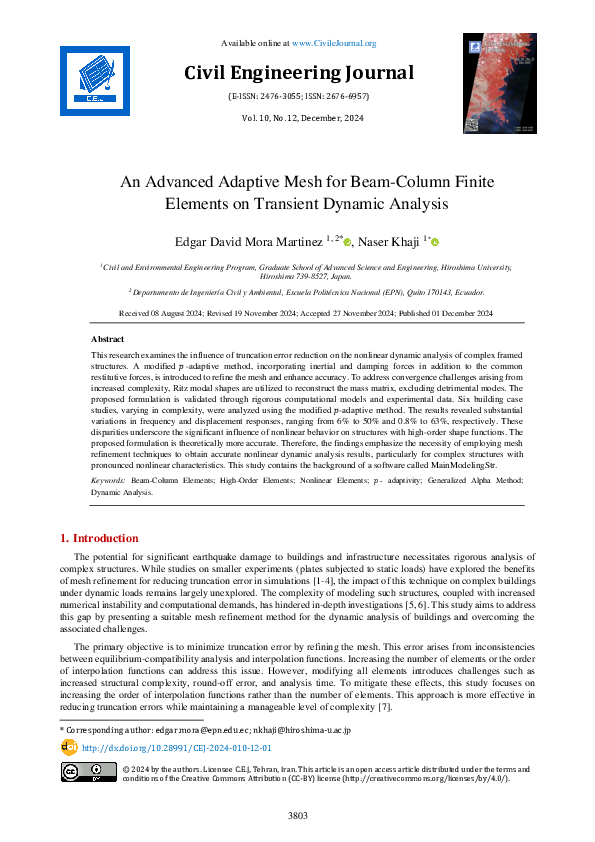 (PDF) An Advanced Adaptive Mesh for Beam-Column Finite Elements on ...