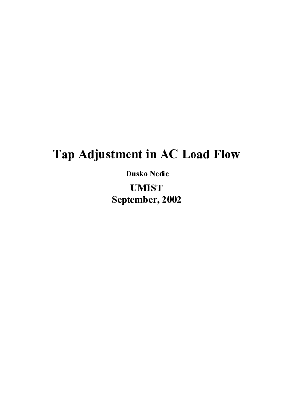 (PDF) Tap Adjustment in AC Load Flow