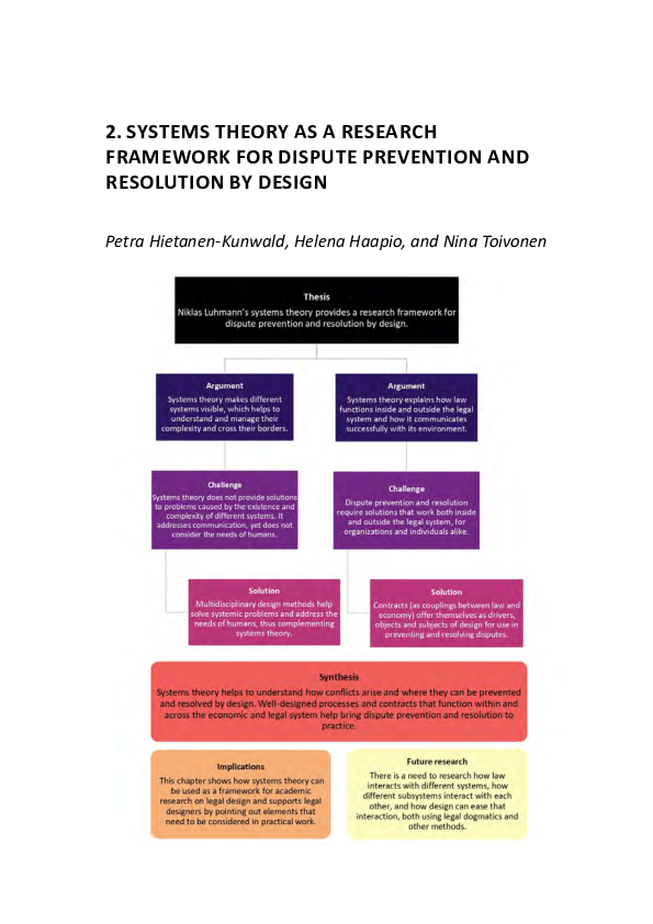 (PDF) Systems theory as a research framework for dispute prevention and ...