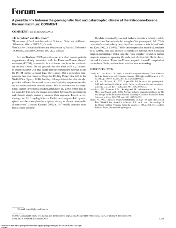 (PDF) A possible link between the geomagnetic field and catastrophic ...