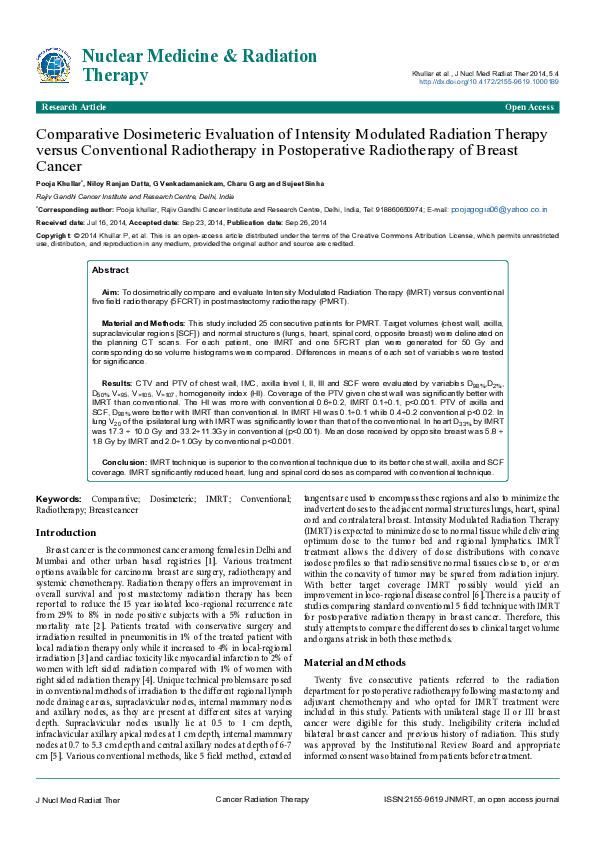 (PDF) Comparative Dosimeteric Evaluation of Intensity Modulated ...