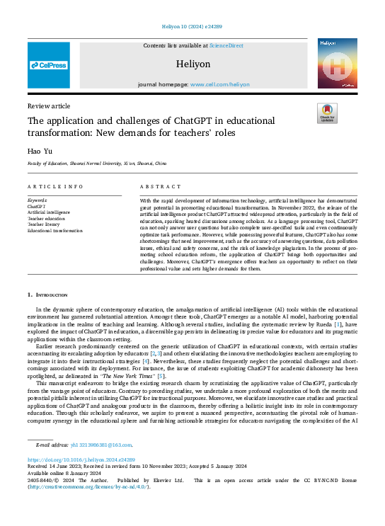 (PDF) The application and challenges of ChatGPT in educational ...