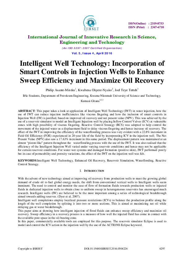 (PDF) Intelligent Well Technology: Incorporation of Smart Controls in ...