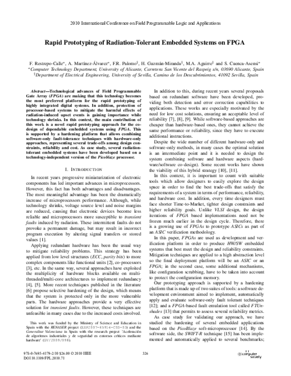 (PDF) Rapid Prototyping of Radiation-Tolerant Embedded Systems on FPGA