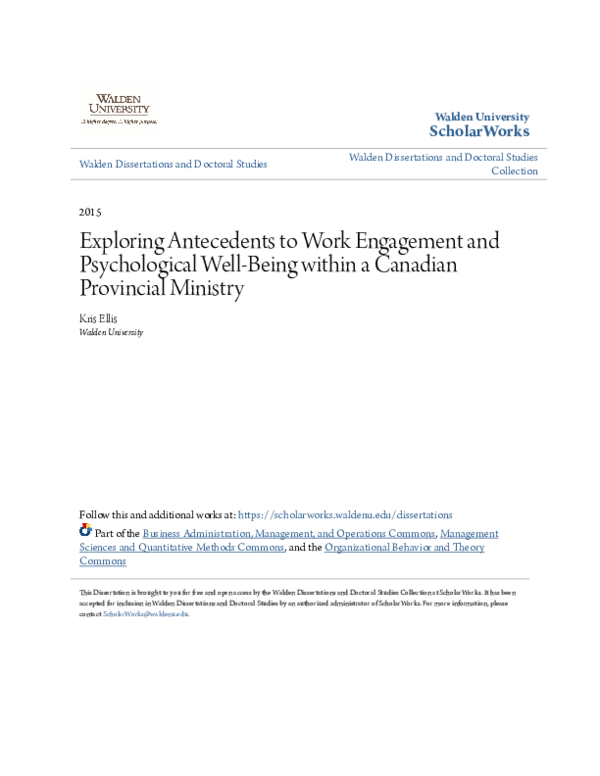 (PDF) Exploring Antecedents to Work Engagement and Psychological Well ...