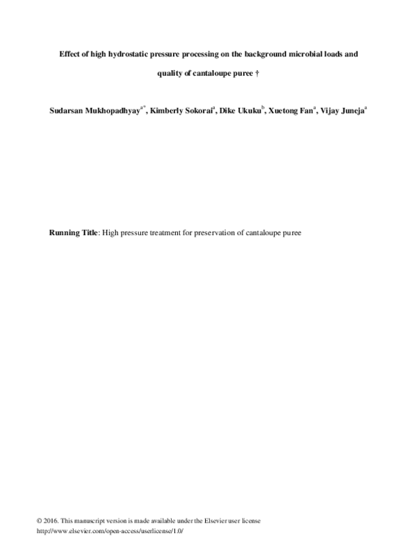 (PDF) Effect of high hydrostatic pressure processing on the background ...