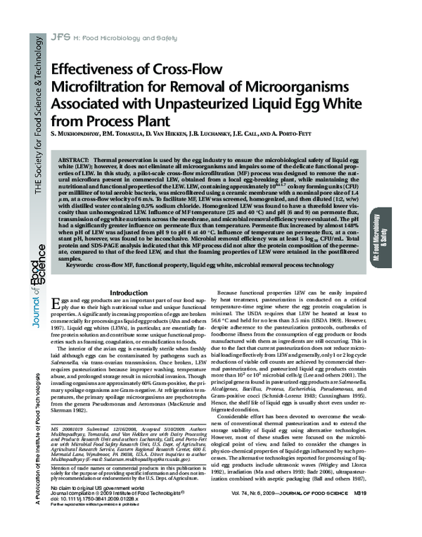 (PDF) Effectiveness of Cross-Flow Microfiltration for Removal of ...