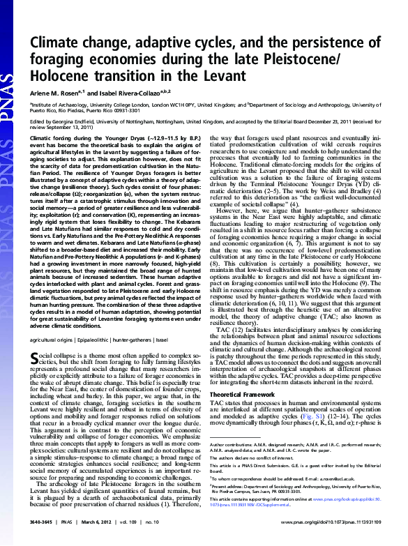 (PDF) Climate change, adaptive cycles, and the persistence of foraging ...