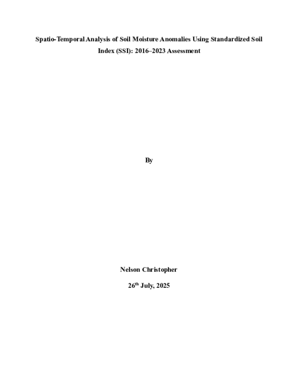 (PDF) Spatio-Temporal Analysis of Soil Moisture Anomalies Using ...