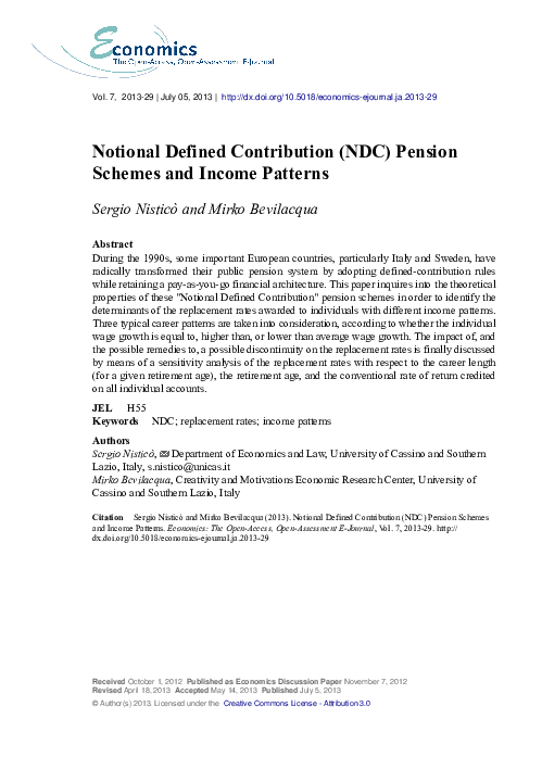(PDF) Notional Defined Contribution (NDC) Pension Schemes and Income ...