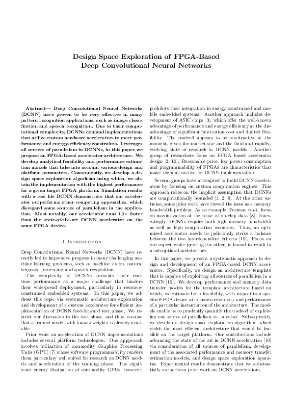 (PDF) Design space exploration of FPGA-based Deep Convolutional Neural ...