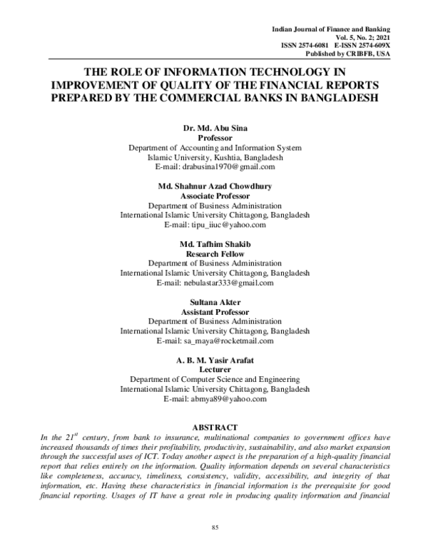 (PDF) The Role of Information Technology in Improvement of Quality of ...