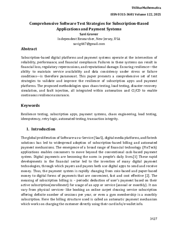 (PDF) Comprehensive Software Test Strategies for Subscription-Based ...