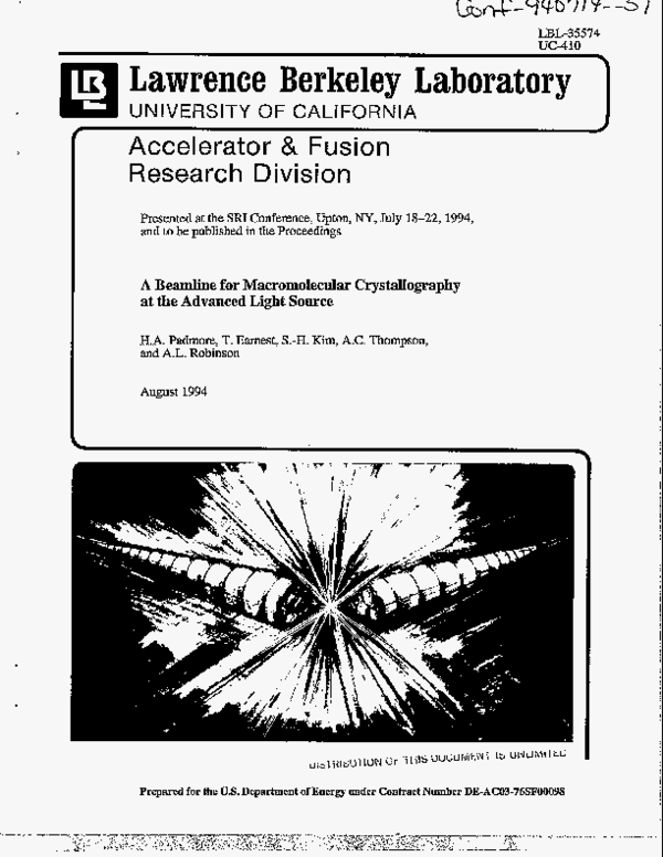 (PDF) A beamline for macromolecular crystallography at the Advanced ...