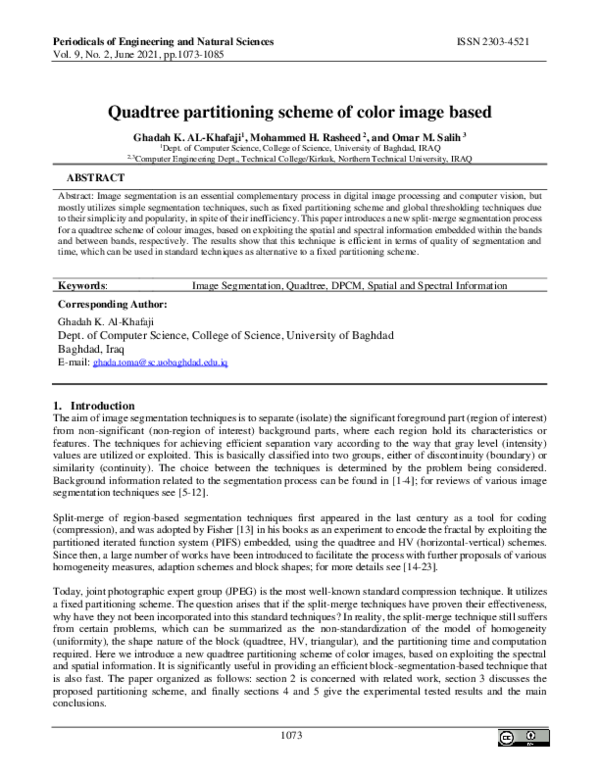 (PDF) Quadtree partitioning scheme of color image based