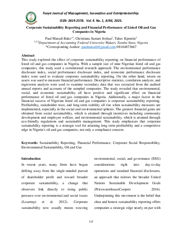 (PDF) Corporate Sustainability Reporting and Financial Performance of ...