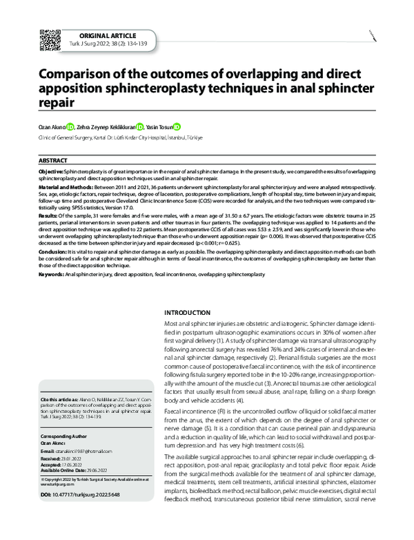 (PDF) Comparison of the outcomes of overlapping and direct apposition ...