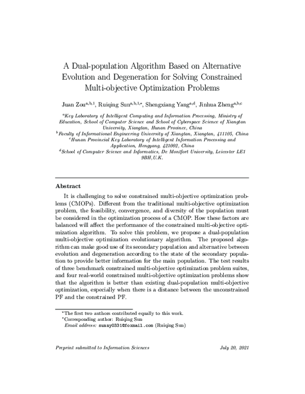 (PDF) A dual-population algorithm based on alternative evolution and ...