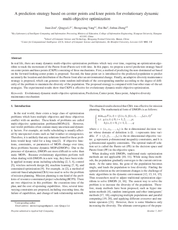 (PDF) A prediction strategy based on center points and knee points for ...