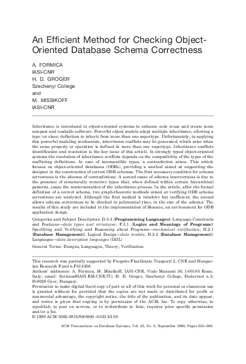 (PDF) An efficient method for checking object-oriented database schema ...