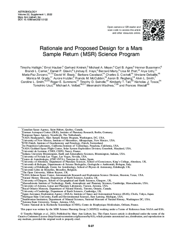 (PDF) Rationale and Proposed Design for a Mars Sample Return (MSR ...