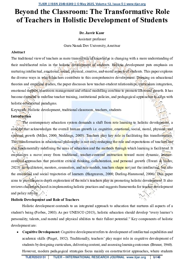 (PDF) Beyond the Classroom: The Transformative Role of Teachers in ...