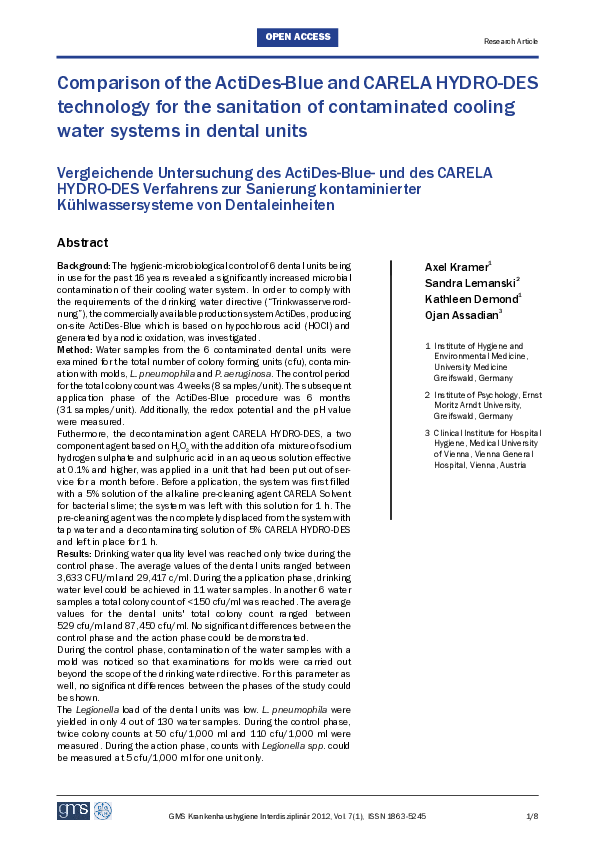 (PDF) Comparison of the ActiDes-Blue and CARELA HYDRO-DES technology ...