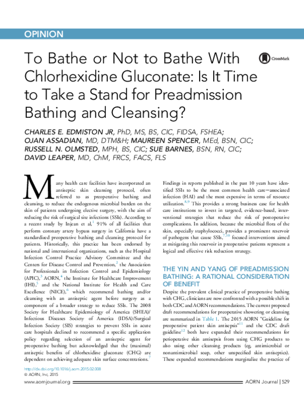 (PDF) To Bathe or Not to Bathe With Chlorhexidine Gluconate: Is It Time ...