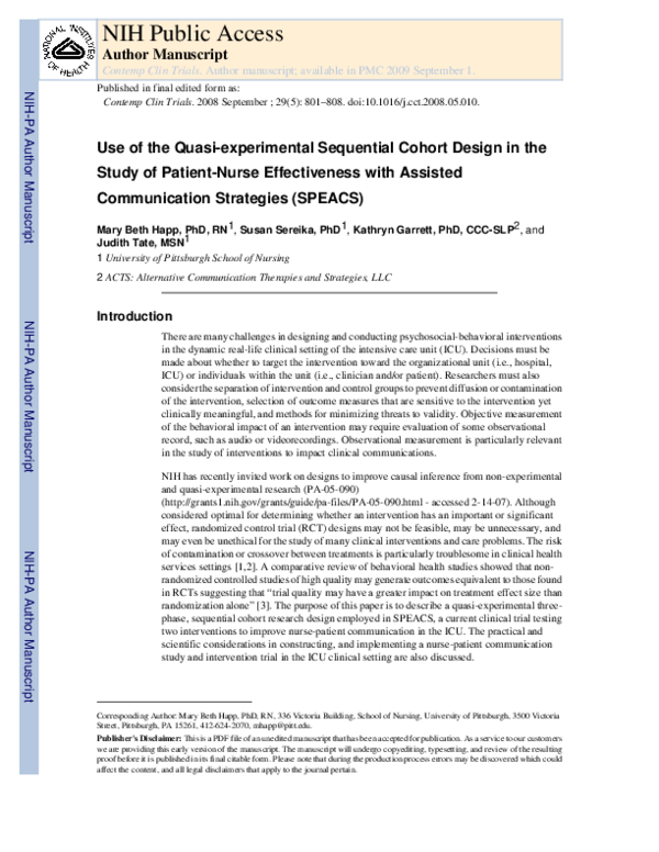 (PDF) Use of the quasi-experimental sequential cohort design in the ...