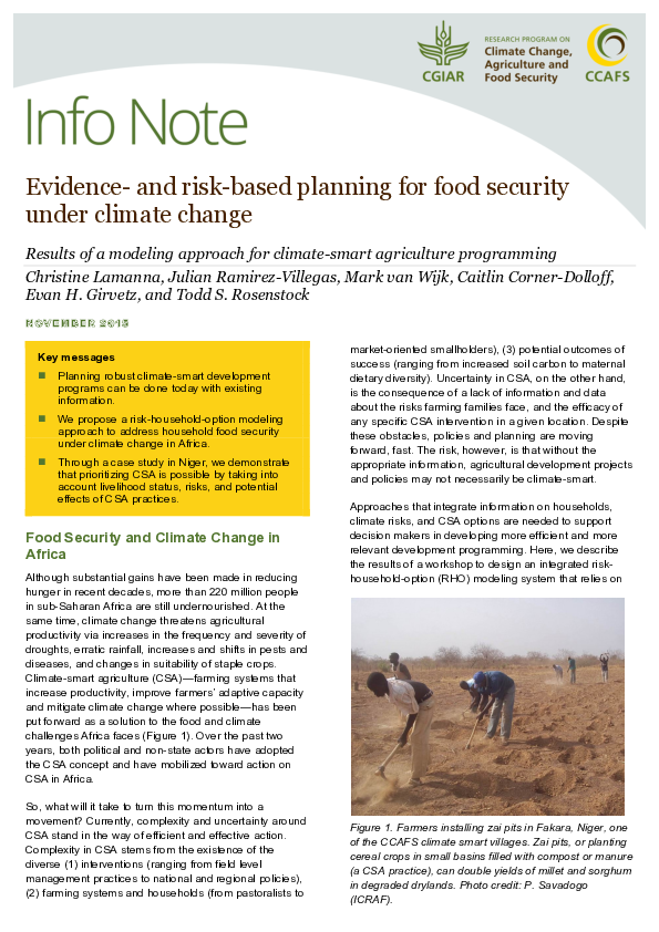 (PDF) Evidence- and risk-based planning for food security under climate ...