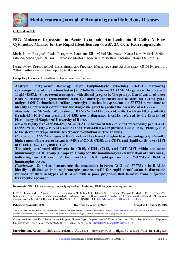 (PDF) NG2 molecule expression in acute lymphoblastic leukemia B cells ...