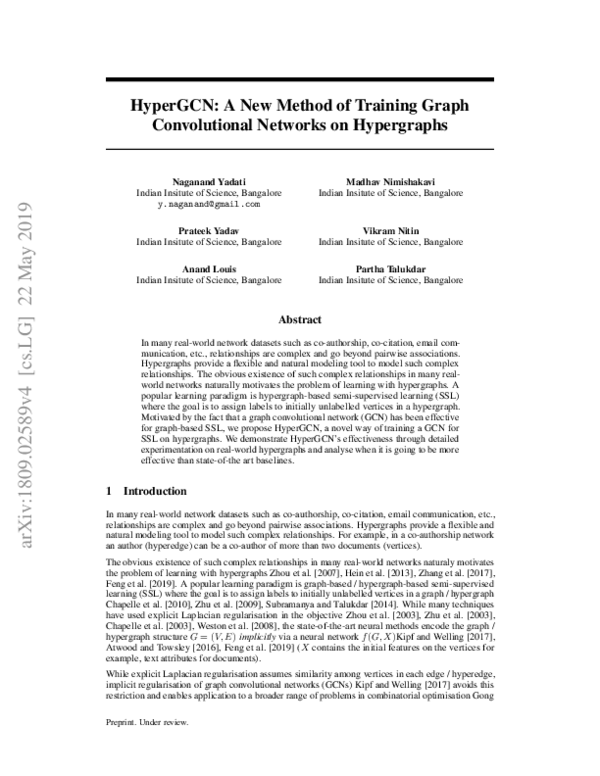 (PDF) HyperGCN: A New Method of Training Graph Convolutional Networks ...