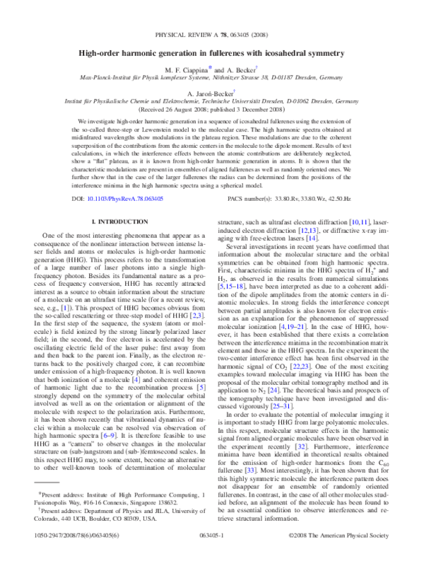 (PDF) High-order harmonic generation in fullerenes with icosahedral ...
