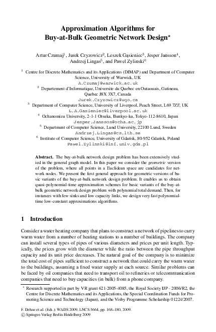 (PDF) Approximation Algorithms for Buy-At-Bulk Geometric Network Design