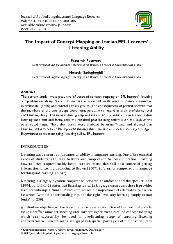 (PDF) The Impact of Concept Mapping on Iranian EFL Learners’ Listening ...