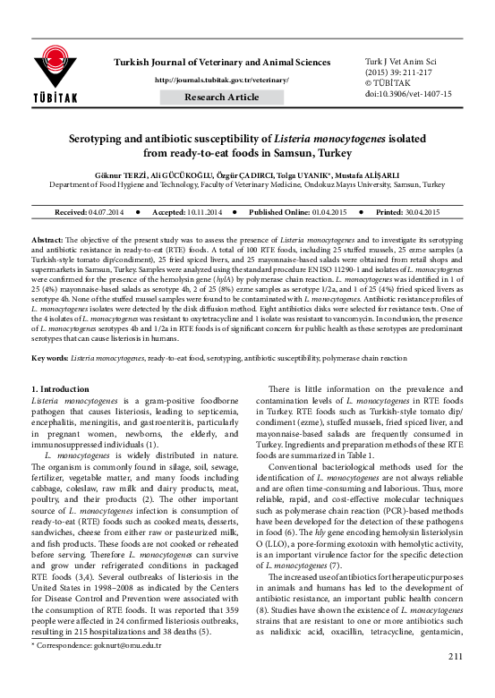 (PDF) Serotyping and antibiotic susceptibility of Listeria ...