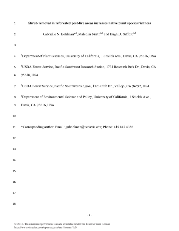 (PDF) Shrub removal in reforested post-fire areas increases native ...