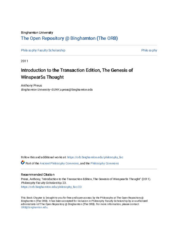 (PDF) Introduction to the Transaction Edition, The Genesis of ...