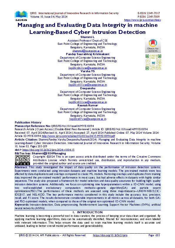 (PDF) Managing and Evaluating Data Integrity in machine Learning-Based ...