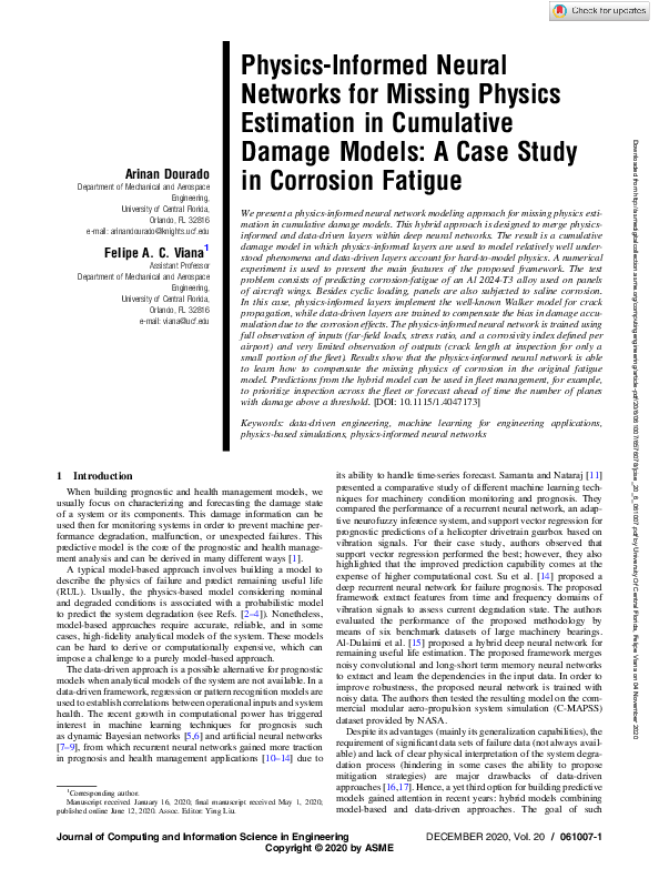 (PDF) Physics-Informed Neural Networks for Missing Physics Estimation ...