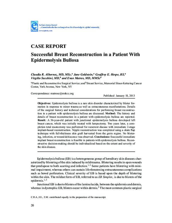 (PDF) CASE REPORT Successful Breast Reconstruction in a Patient With ...