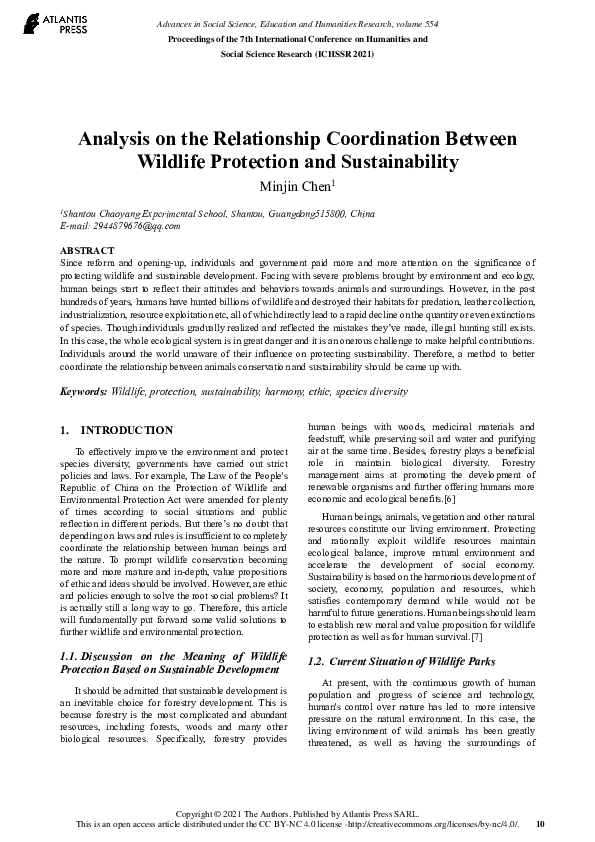 (PDF) Analysis on the Relationship Coordination Between Wildlife ...