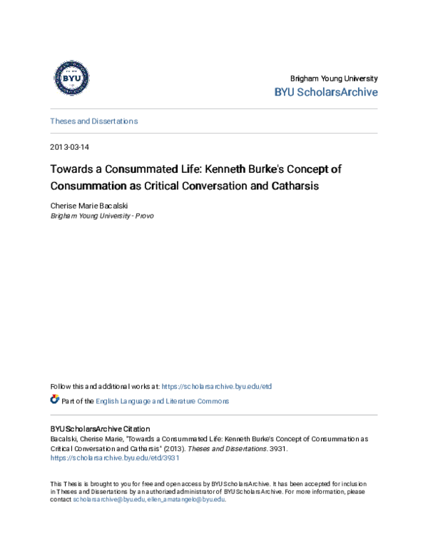 (PDF) Towards a Consummated Life: Kenneth Burke's Concept of ...