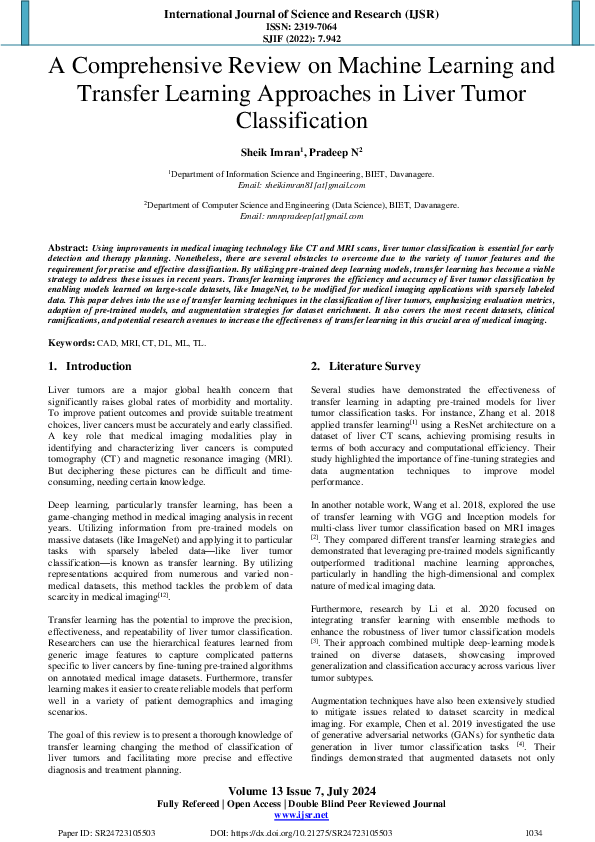 (PDF) A Comprehensive Review on Machine Learning and Transfer Learning ...